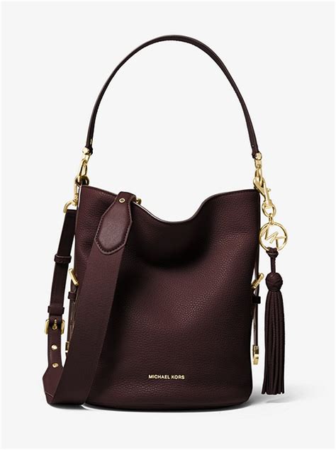 Michael Kors Brooke Medium Pebbled Leather Bucket Crossbody 